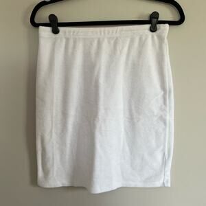 NAKED WARDROBE SWIM Terry Cloth Skirt in White Size XL